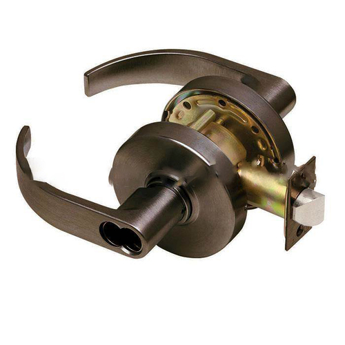 Classroom Security Grade 1 Curved Lever Clutching Cylindrical Lock with Small Format IC Prep; 2-3/4" Backset with 1-1/8" Face; and ANSI Strike Satin Chrome Finish