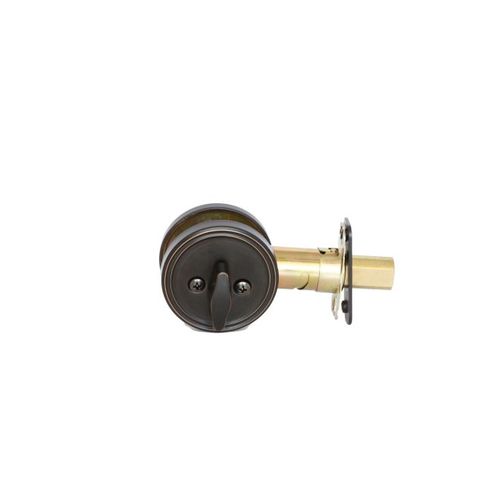 MaxGrade One Sided Deadbolt with Plate Aged Bronze Finish with Adjustable Latch and Square Strike