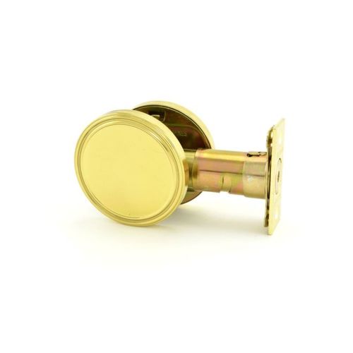 MaxGrade One Sided Deadbolt with Plate Bright Brass Finish with Adjustable Latch and Square Strike