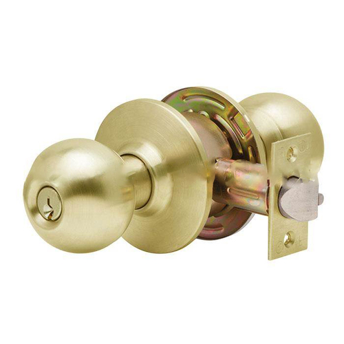 C2000 Ball Knob Storeroom Lockset, Bright Polished Brass