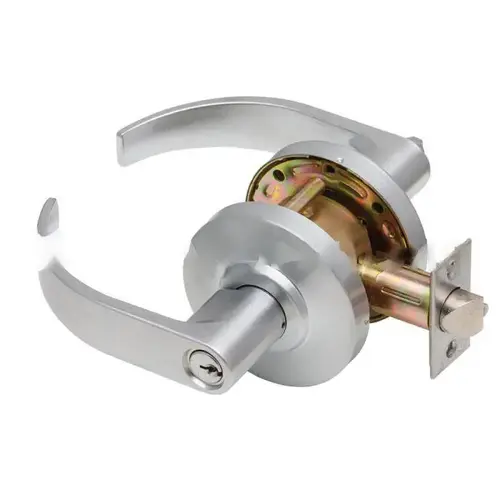 C2000 Curved Lever Keyed Entry Lockset, Satin Chrome