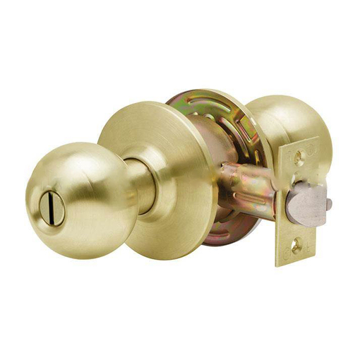 C2000 Ball Knob Privacy Lockset, Bright Polished Brass