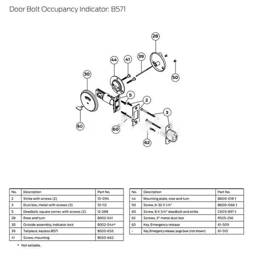 B571 Door Bolt Occupancy Indicator, Satin Brass Blackened