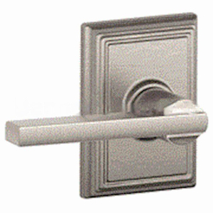 Schlage Residential F10 LAT 619 ADD Latitude Lever with Addison Rose  Passage Lock with 16080 Latch and 10027 Strike Satin Nickel Finish