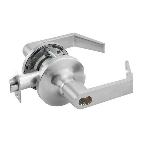 Storeroom Augusta Lever Grade 1 Cylindrical Lock with 7 Pin Large Format IC Less Core, 694 Latch, and 497-114 Strike US26D (626) Satin Chrome Finish