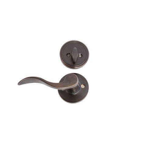 London Wave Style Active Interior Trim Aged Bronze Finish with Adjustable Latch and Combo Full Lip Strikes