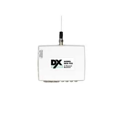 2-Channel Receiver, 32 Transmitter Capacity, RF Activity Indicator, Quick-Learn Programming, DX Format, Two Form "C" Relay Output, Selectable Relay Activation Time, 315 MHz RF Frequency