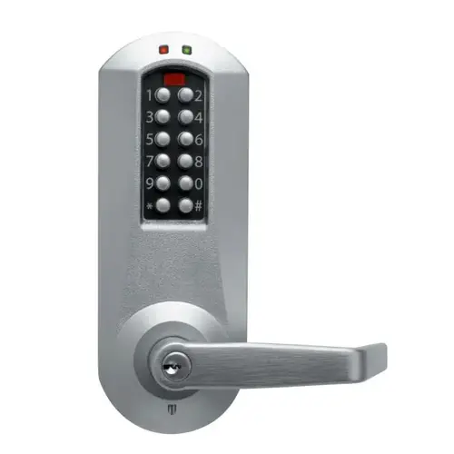 Eplex Cylindrical Electronic Pushbutton Lock with 1/2" Throw and 2-3/4" Backset, Winston Lever and Best Prep Satin Chrome Finish