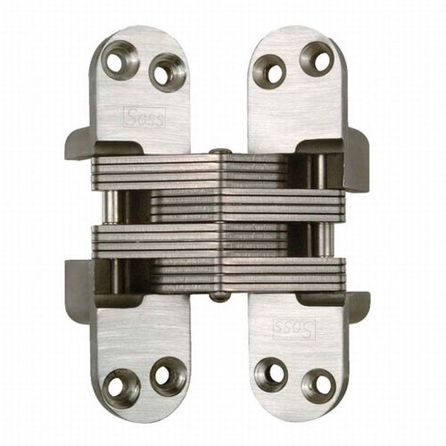 1-1/8" x 4-39/64" Heavy Duty Alloy Steel Fire Rated Invisible Hinge for 1-3/4" Doors Satin Nickel Finish