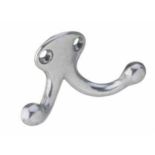 Solid Brass Double Wardrobe Hook Satin Chrome Finish