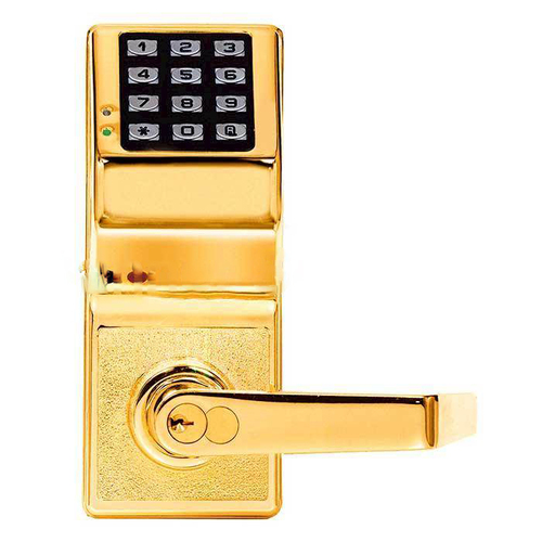 DL2800 Series Trilogy T2 Economy Cylindrical Audit Trail Digital Lock, Bright Polished Brass