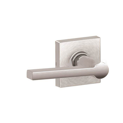 Passage Lock Solstice Lever with Collins Rose Satin Chrome Finish with Adjustable Latch and Radius Strike