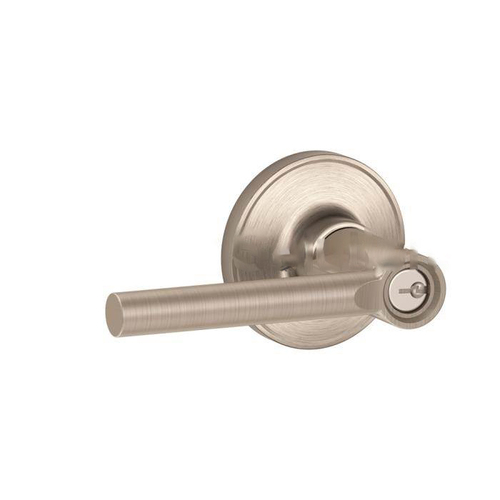 Broadway Lever Entry Lock with C Keyway, Adjustable Latch, and Radius Strike Satin Nickel Finish