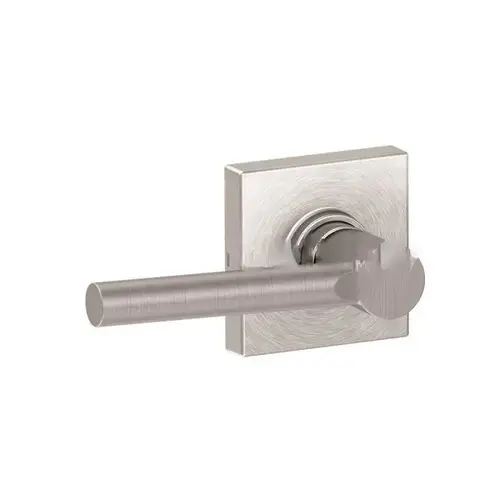 Broadway Lever with Collins Rose Passage Lock with Adjustable Latch and Radius Strike Satin Chrome Finish