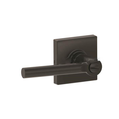 Broadway Lever with Collins Rose Privacy Lock with Adjustable Latch and Radius Strike Matte Black Finish