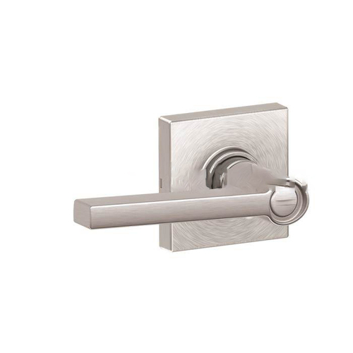 Privacy Lock Solstice Lever with Collins Rose Satin Chrome Finish with Adjustable Latch and Radius Strike