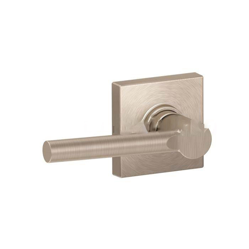 Broadway Lever with Collins Rose Passage Lock with Adjustable Latch and Radius Strike Satin Nickel Finish