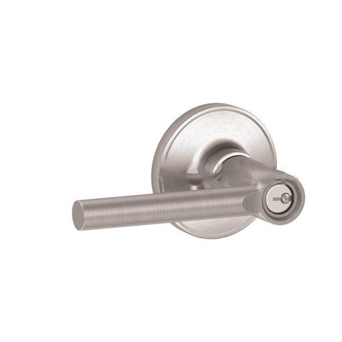 Broadway Lever Entry Lock with C Keyway, Adjustable Latch, and Radius Strike Satin Chrome Finish