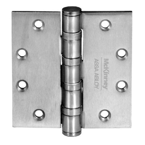 MacPro 4-1/2" x 4-1/2" Non Ferrous Heavy Weight Five Knuckle Square Corner Ball Bearing Hinge # 76377 Satin Stainless Steel Finish