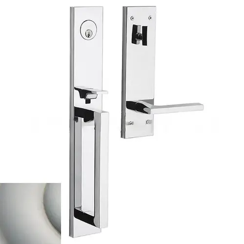 Minneapolis Full Escutcheon Left Hand Single Cylinder Entry Tubular Handleset with 5162 Lever Satin Nickel Finish