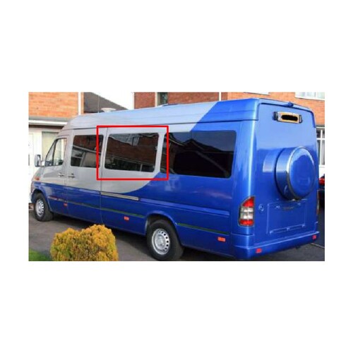 AM Auto MS95-B2L P Window For Mercedes Sprinter - Year 2003-2006 Second Driver / Passenger Side Fixed Glass / Privacy Long (158")