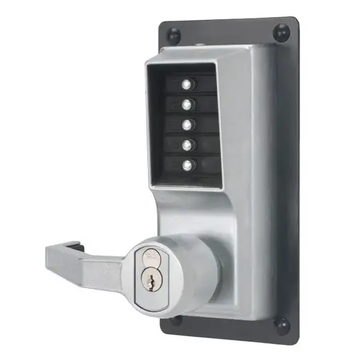 Right Hand Mechanical Pushbutton Exit Trim Lever Lock with Key Override, Corbin Prep Satin Chrome Finish