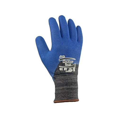 Blue/Black 9 Knit Cut & Puncture-Resistant Gloves - ANSI 2 Cut Resistance - Nitrile Full Coverage Except Cuff Coating