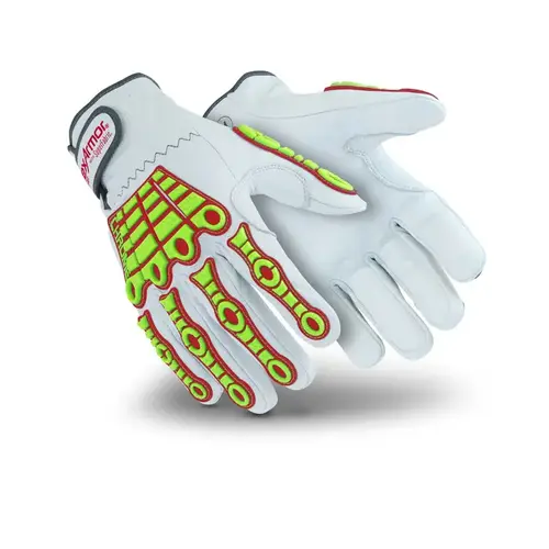 HexArmor 4086-XL (10) Chrome Arctic White/Red/High-Vis 10 Goatskin Leather/SuperFabric/C40 Thinsulate Cut and Sewn Cold Condition Glove - ANSI A8 Cut Resistance - Thinsulate Insulation Pair