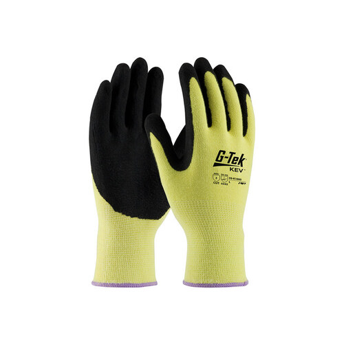 KEV 09-K1660 Black/Yellow Small Cut-Resistant Gloves - ANSI A2 Cut Resistance - Nitrile Palm & Fingers Coating - 9.3" Length