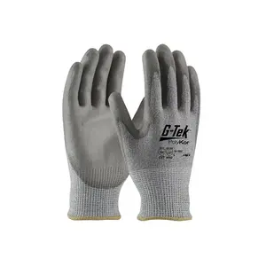 PIP 16-560/L PolyKor 16-560 Gray Large Cut-Resistant Gloves - ANSI A4 Cut Resistance - Polyurethane Palm & Fingers Coating - 9.6" Length Pair