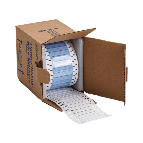 White Polyolefin Die-Cut Thermal Transfer Printer Sleeve - 2" Width - 0.182" Height - 0.023" Min Wire Dia to 0.08" Max Wire Dia - Single-Side Printable - B-342