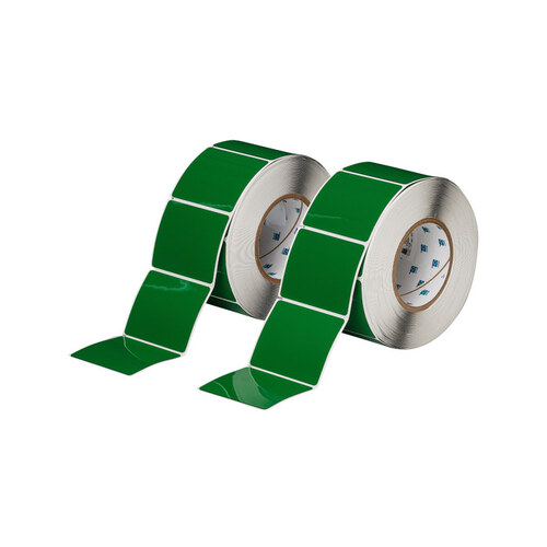 Green Polyester Die-Cut Thermal Transfer Printer Label Roll - 3" Width - 2 1/2" Height - B-593