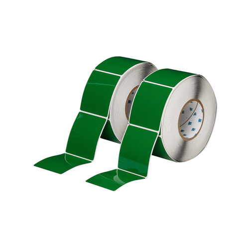 Green Polyester Die-Cut Thermal Transfer Printer Label Roll - 3" Width - 3 1/2" Height - B-593