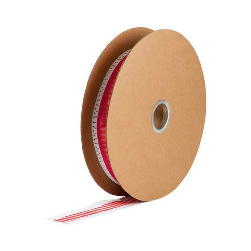 Red Polyolefin Die-Cut Thermal Transfer Printer Sleeve - 0.984" Width - 1.236" Height - 0.375" Min Wire Dia to 0.7" Max Wire Dia - Double-Side Printable - B-7642