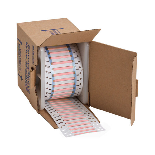 Pink Polyolefin Die-Cut Thermal Transfer Printer Sleeve - 2" Width - 0.023" Min Wire Dia to 0.08" Max Wire Dia - Single-Side Printable - B-342
