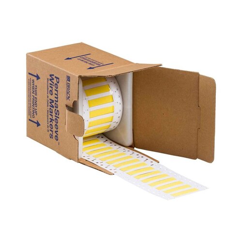 3FR-250-2-YL-S Yellow Polyolefin Die-Cut Thermal Transfer Printer Sleeve - 2" Width - 0.439" Height - 0.083" Min Wire Dia to 0.215" Max Wire Dia - Double-Side Printable - B-344