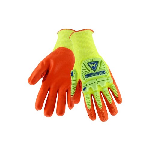 West Chester HVY710HSNFB/M HVY710HSNFB Yellow/Orange Medium CutResistant Glove ANSI A3 Cut