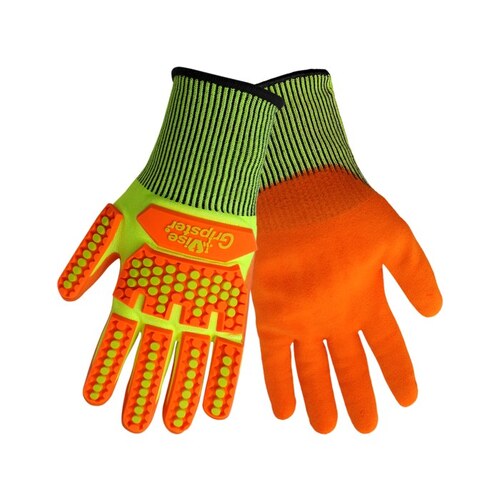 Tuffalene CIA998MF Orange/Lime Large Cut-Resistant Gloves - ANSI A4 Cut Resistance - Nitrile Palm & Fingers Coating
