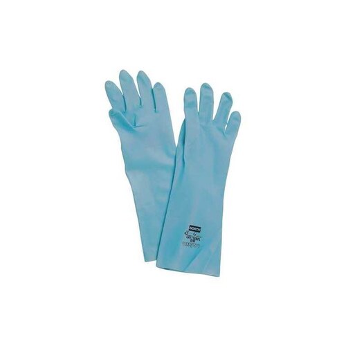 LA111EBFL Blue 9 Nitrile Unsupported Chemical-Resistant Gloves - 13" Length - 15 mil Thick