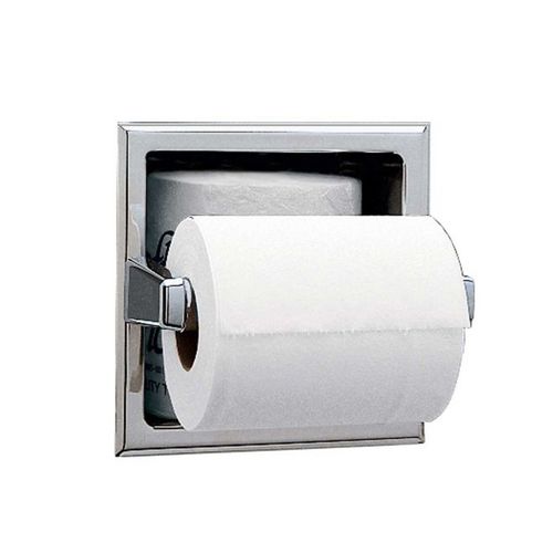 Recessed Toilet Tissue Dispenser with Storage for Extra Roll, Satin Stainless Steel