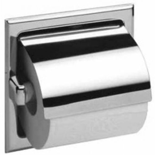 Recessed Toilet Tissue Dispenser with Hood Satin Stainless Steel Finish