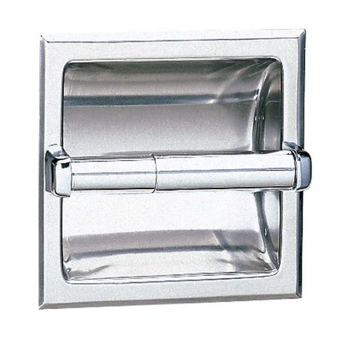 Recessed Toilet Tissue Dispenser Bright Stainless Steel Finish