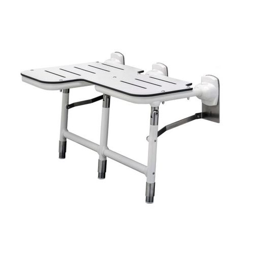 Right Hand Bariatric Folding Shower Seat with Legs Satin Stainless Steel Finish