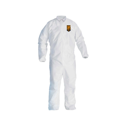 Kimberly-Clark 46103 KLEENGUARD* A30 BREATHABLE SPLASH AND PARTICLE PROTECTION COVERALLS WITH ELASTIC BACK, FRONT ZIPPER, WHITE, LARGE