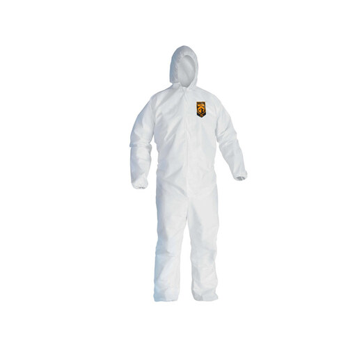 A45 Series Coveralls, Large, Microporous Film Laminate, White, Zipper Front