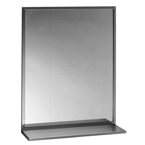 Bobrick B1661824 18" x 24" Channel Frame Mirror with Shelf Combination Satin Stainless Steel Finish