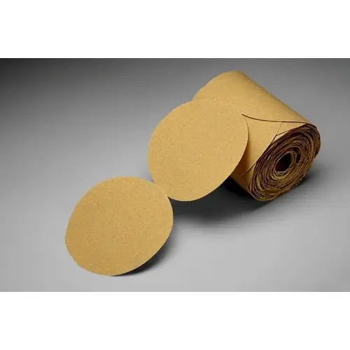 0 216U Series Abrasive Disc Roll, 5 in Dia, P220 Grit, PSA, Gold