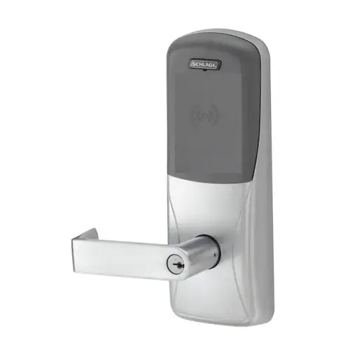 Standalone Electronic Lock with Rights on Lock Rim Exit Trim Classroom / Storeroom Proximity Rhodes Lever Satin Chrome Finish