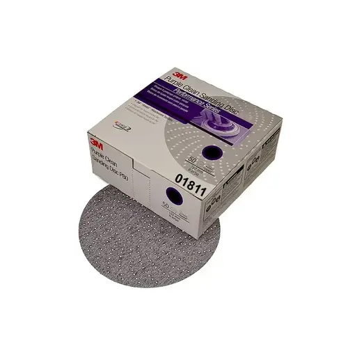 334U Series Multi-Hole Clean Sanding Abrasive Disc, 3 in Dia, P800 Grit, Hook and Loop, Purple