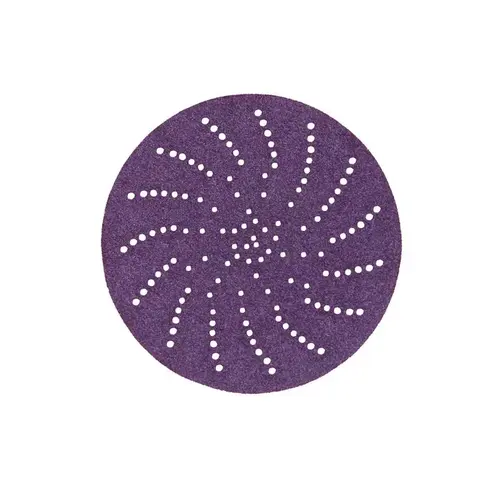 737U Series Multi-Hole Clean Sanding Abrasive Disc, 3 in Dia, 80+ Grit, Hook and Loop, Purple